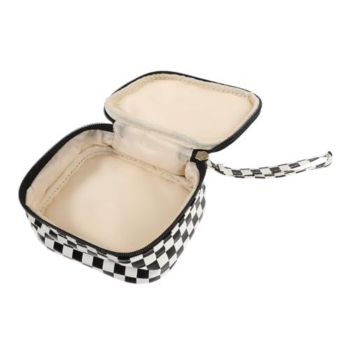 OSOLADY Kompakte wasserdichte Kosmetiktasche Für Damen Stylishes Lippenstift Münzportemonnaie Reißverschluss Periodenbeutel Für Damen Für Hygieneartikel Schlüssel Und Kosmetik Gitterdesign von OSOLADY