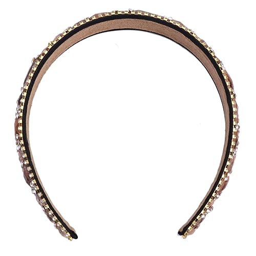 OSOLADY Kristallhaarnadelkopf Reifen Haarband Breit Stirnband Mit Strassperlen Haarzubehör Haarschmuck Aus Strass Braut- Dame Süße Stirnbänder Für Frauen Goldene Haaraccessoires von OSOLADY