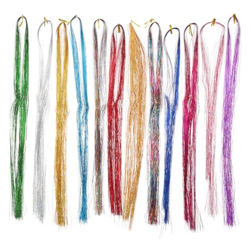 OSOLADY Lametta Satz für Haarverlängerungen mit Werkzeug Glitzer Haarlametta für Mädchen Farbenfrohe Haar Accessoires für Partys und Fotografie von OSOLADY