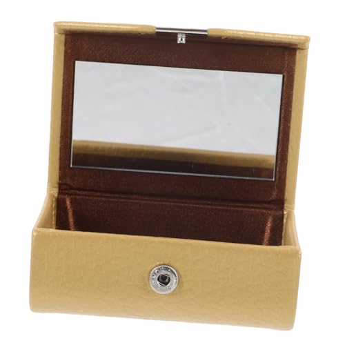 OSOLADY Lippenstifthalter Kosmetik Organizer mit Spiegel Aufbewahrungsbox für Lippenstifte Stilvolles Design Goldener Litchi Textur für Unterwegs Make Up Aufbewahrung für Damen von OSOLADY