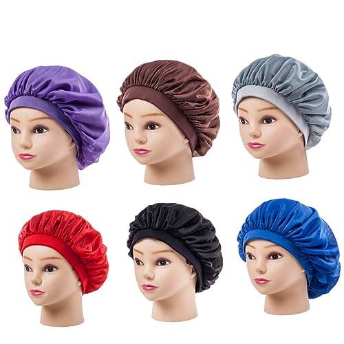 OSOLADY Luxe Satin Schlafmütze Für Damen Haube Für Lange Haare Haarschonend Mit Robustem Gummiband Für Nächtliche in Blau von OSOLADY