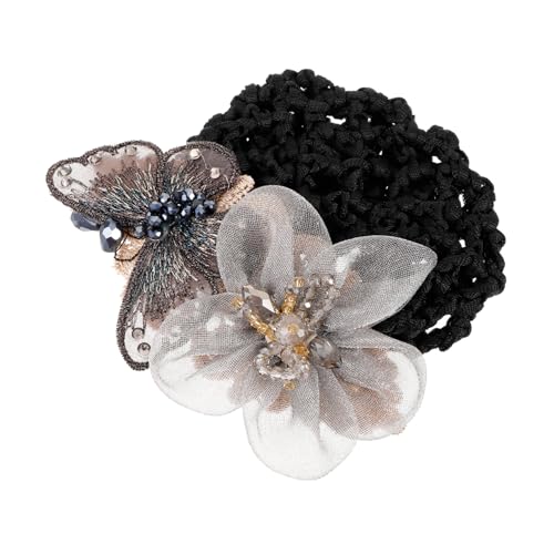 OSOLADY Mädchen mit Blumenkopf trägt Netztasche Zubehör Halter Motorhaube Haarnadel Lockenwickler hair styling haar spangen Brötchen Netz Haarknoten-Accessoires für Frauen Eisen Light Grey von OSOLADY