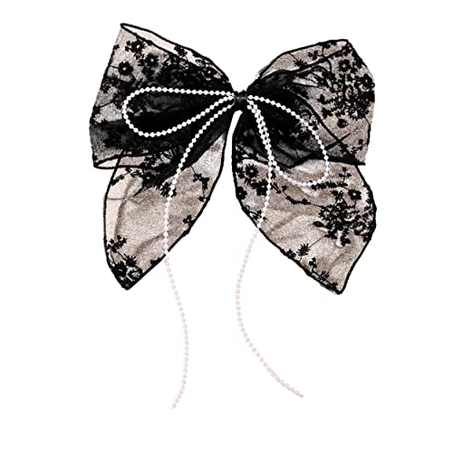 OSOLADY Große Haarschleife Haarklammer Mit Spitzen-bowknot Und Perlen-tassel Für Damen Für Dickes Und Dünnes Haar Elegantes Stirnband Für Besonderen Anlässe von OSOLADY