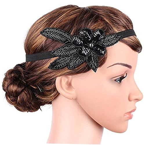 OSOLADY Pailletten Stirnband Schwarz Eleganter Haarschmuck für und Mädchen für Partys und Besondere Anlässe Leicht und Bequem zu Tragen von OSOLADY
