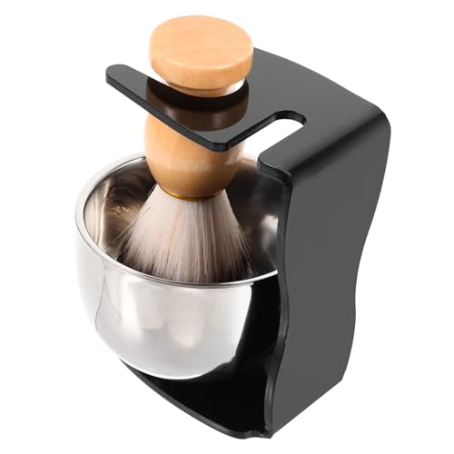 OSOLADY Rasierpinsel Satz für Herren Rasierschalen Satz mit Holzständer Rasierpinsel und Schüssel Bartpflege und Rasieren Rasierset für Männer von OSOLADY