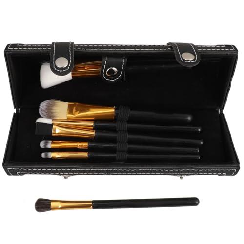OSOLADY Reisetasche Für Make up Pinsel Tragbarer Kosmetikpinseltasche Organizer Schwarzes Kunstleder Mit Deckel Für Reisen Und Hause Multifunktional von OSOLADY