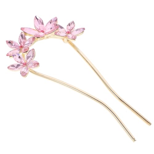 OSOLADY Rhinestone U Förmiger Haarnadel Haarschmuck für Frauen Hochzeitskopfschmuck Braut Haarklammer Dutt Haarstecker Modisch Langlebig Elegant Rosa von OSOLADY