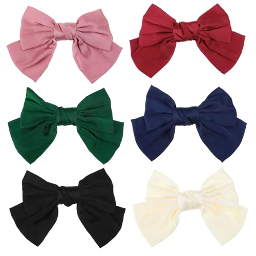 OSOLADY 6stücke Großes Haarschleifen Damen Teilig Stilvolle Satin-haarklammern Für Hochzeiten Partys Und Alltag Vielseitige Haaraccessoires Für Jeden Anlass von OSOLADY