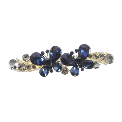 OSOLADY Schleife Haarnadel Bögen Haarschmuck für Damen Haarspange mit Strasssteinen Bling Haarspange Barrettes für Frauen Temperament Haarspange Haarstylingzubehör Zinklegierung Blue von OSOLADY