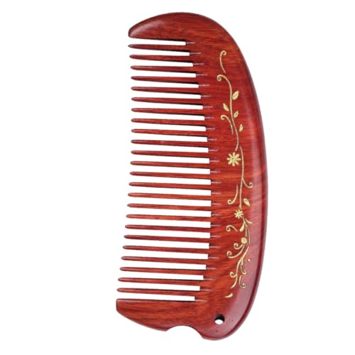 OSOLADY Holzkamm Für Haare Mit Antistatischer Wirkung Halbmondform Blumenmuster Kopfhaut-massagekamm Aus Natürlichem Holz Geeignet Für Frauen Und Mädchen von OSOLADY