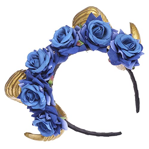 OSOLADY Simulation Horns Headband Mit Rosen Kreatives Halloween-haaraccessoire Für Damen Für Partys Und Festivals Leicht Und Bequem Zu Tragen von OSOLADY