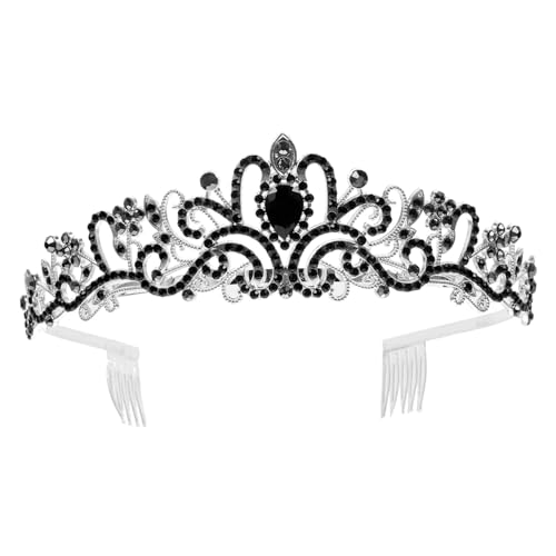 OSOLADY Strass Wasserfall Krone Haarkamm für Hochzeit Braut Silberne Tiara mit Seitlichem Kamm Eleganter Haarschmuck für Brautjungfern und Festliche Anlässe von OSOLADY