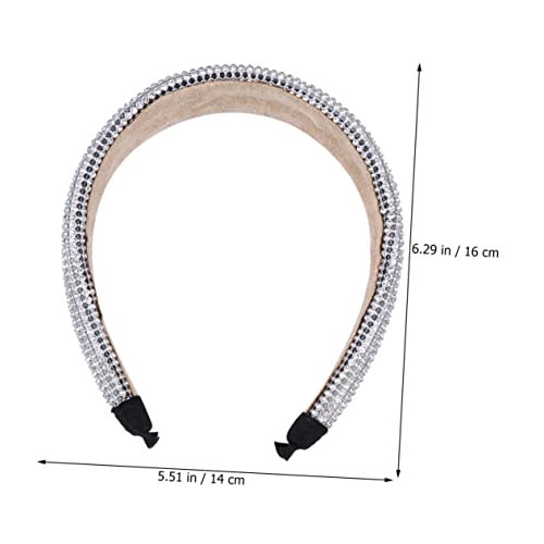 OSOLADY Fashionable Rhinestone Hair Hoop Breiter Eleganter Haarschmuck Für Damen Und Mädchen Für Alltag Und Besondere Anlässe Silber Mit Beigem Unterstoff von OSOLADY