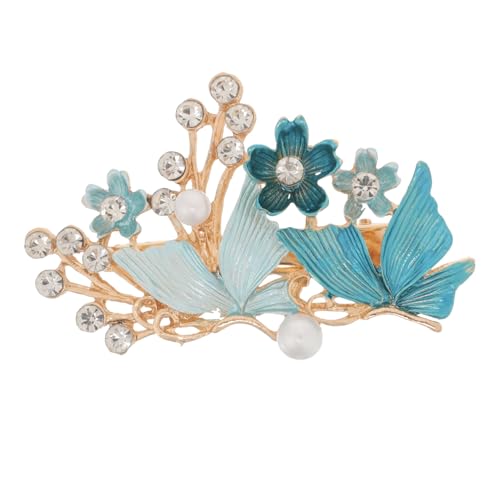 OSOLADY Vintage Haarschmuck Haarspange mit Strass und Perlen Dekorativer Metallblumen clip Fester Griff für Damen Eleganter Haarklammer für Festliche Frisuren und Alltag von OSOLADY
