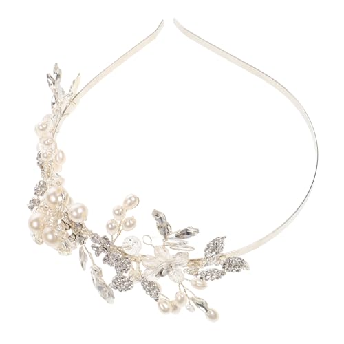 OSOLADY Zarte Perlen Blumen Kopfschmuck Für Braut Haarschmuck Hochzeit Damen Haarband Für Mädchen Hochzeitsaccessoire Blumenkranz Stirnband von OSOLADY