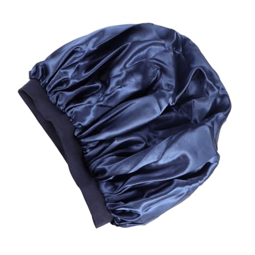 OSOLADY Satin-mütze Für Damen Einfarbig Elastisch Breite Krempe Blumendruck Schlafmütze Marineblau von OSOLADY