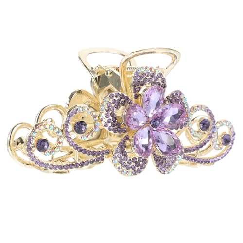 OSOLADY Elegante Doppelseitige Haarspange mit Blumen- und Strasssteinen Große Haarspange Schillernde Klammer für Haar-accessoires für Frauen und Mädchen von OSOLADY