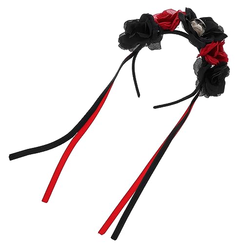 OSOLADY Halloween Skull Flower Haarreif Kreatives Braut-headpiece Für Tag Der Toten Für Partys Karneval Und Cosplay Mit Rotem Rosenmotiv Und Einzigartigem Design von OSOLADY