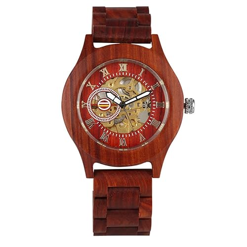 OSOLVE Lederarmband Braun/Rot Vollholz Herrenuhr Mechanische Selbstaufzug Holz Armbanduhr Luxus Römische Ziffern Anzeige Männliche Automatikuhr OSOLVE Lederarmband Braun/Rot Vollholz Herrenuhr Mechanische Selbstaufzug Holz Armbanduhr Luxus Römische Ziffern Anzeige Männliche Automatikuhr von OSOLVE