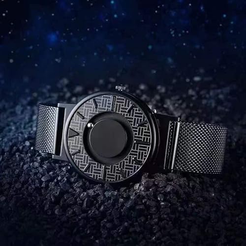 OSOLVE Lederarmband Mode Original Eisenkugel Magnetzeiger Konzept Quarz Ungewöhnliche Herren Sport Kautschukband von OSOLVE