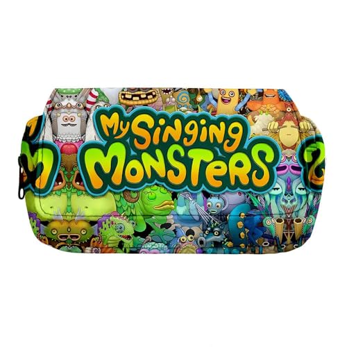 OSRDFV My Singing Monsters Fashion Stationery Pencil Case Expandable Pen Bag Cartoon Stationary Supplies with Zippers Girls Boys and Adults, My Singing Monsters Federmäppchen, 12 Stück, Kosmetikkoffer von OSRDFV