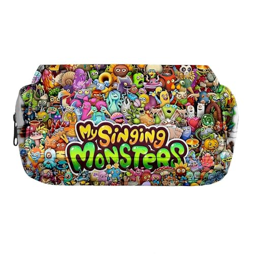 OSRDFV My Singing Monsters Fashion Stationery Pencil Case Expandable Pen Bag Cartoon Stationary Supplies with Zippers Girls Boys and Adults, My Singing Monsters Federmäppchen, 15 Stück, Kosmetikkoffer von OSRDFV