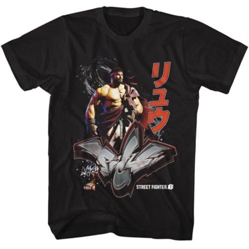 Street Fighter 6 Mens T-Shirt RYU Gaming Capcom Black Cotton SM - 5XL BlackL von OSSMHP