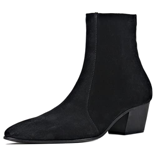 OSSTONE Chelsea Leder Stiefel für Männer High Heels Herren Kleid Schuhe Reißverschluss Stiefel Cowboy OS-JY040-10-R von OSSTONE