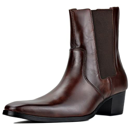 OSSTONE Chelsea Leder Stiefel für Männer High Heels Herren Kleid Schuhe Stiefel Western OS-JY042-8.5-R von OSSTONE