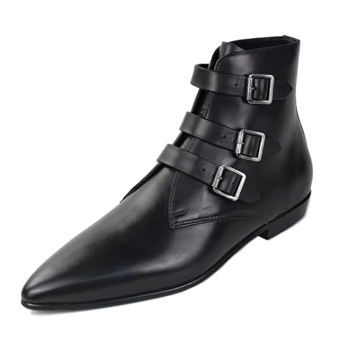 OSSTONE Chelsea Stiefel für Männer Herren Kleid Schuhe Reißverschluss Stiefel OS-JY062-DE, Schwarz, size US11.5 von OSSTONE