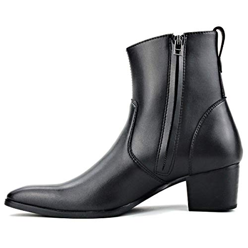 OSSTONE Chelsea Stiefel für Männer High Heels Herren Kleid Schuhe Reißverschluss Stiefel OS-JY016-DE Schwarz 10.5 von OSSTONE
