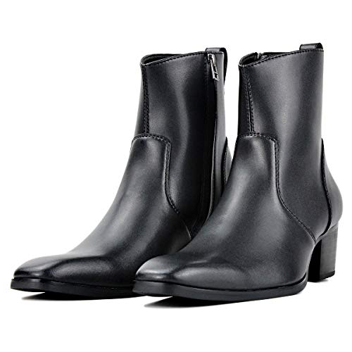 OSSTONE Chelsea Stiefel für Männer High Heels Herren Kleid Schuhe Reißverschluss Stiefel OS-JY016-DE Schwarz US11.5 von OSSTONE