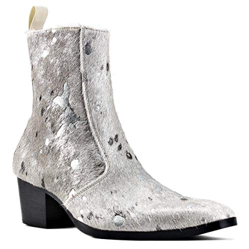 OSSTONE Chelsea cowboy Stiefel für Männer High Heels boots men Herren Kleid Schuhe Reißverschluss leder Leoparden OS-JY012-B-DE,Silber,Mens size EU42.5 OSSTONE Chelsea cowboy Stiefel für Männer High Heels boots men Herren Kleid Schuhe Reißverschluss leder Leoparden OS-JY012-B-DE,Silber,Mens size EU42.5 von OSSTONE