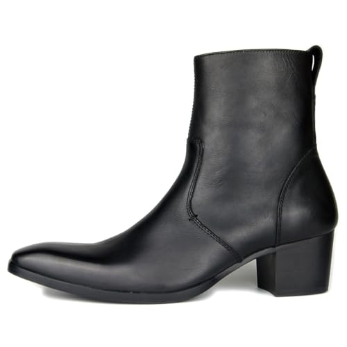 OSSTONE Chelsea Stiefel für Männer Leder High Heels Herren Kleid Western Schuhe Reißverschluss Stiefel OZ-JY002-BLack-9 OSSTONE Chelsea Stiefel für Männer Leder High Heels Herren Kleid Western Schuhe Reißverschluss Stiefel OZ-JY002-BLack-9 von OSSTONE