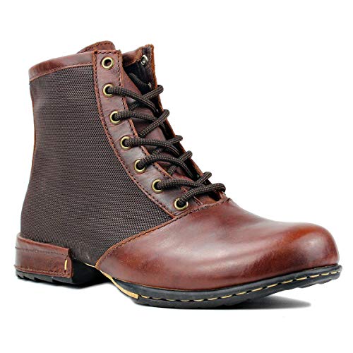 OSSTONE Herren Leder chukkastiefel Worker Biker Boots-Motorrad-Leder-Schuhe für Schnürstiefeletten Boots 5008-2-Rot-Braun 14 OSSTONE Herren Leder chukkastiefel Worker Biker Boots-Motorrad-Leder-Schuhe für Schnürstiefeletten Boots 5008-2-Rot-Braun 14 von OSSTONE