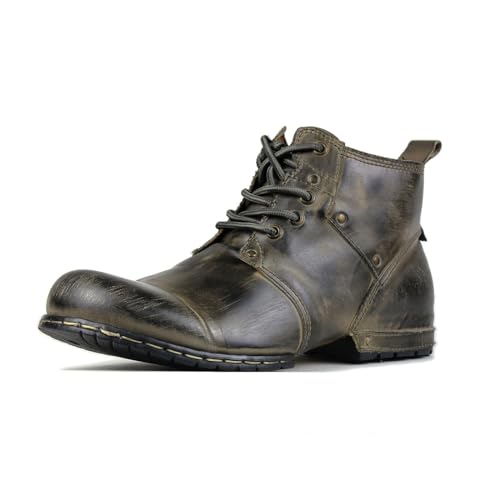 OSSTONE Retro Grün Herren leder chukkastiefel Worker biker boots-motorrad-leder-schuhe für Schnürstiefeletten boots OS-6015-2-retro-green-9-US-R von OSSTONE