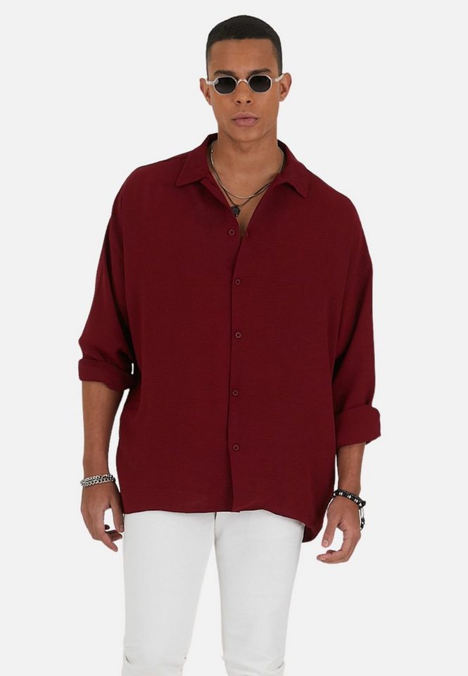 OSSY HOMER Langarmhemd Langarm Oversize Hemd 100% Polyester für Herren von OSSY HOMER