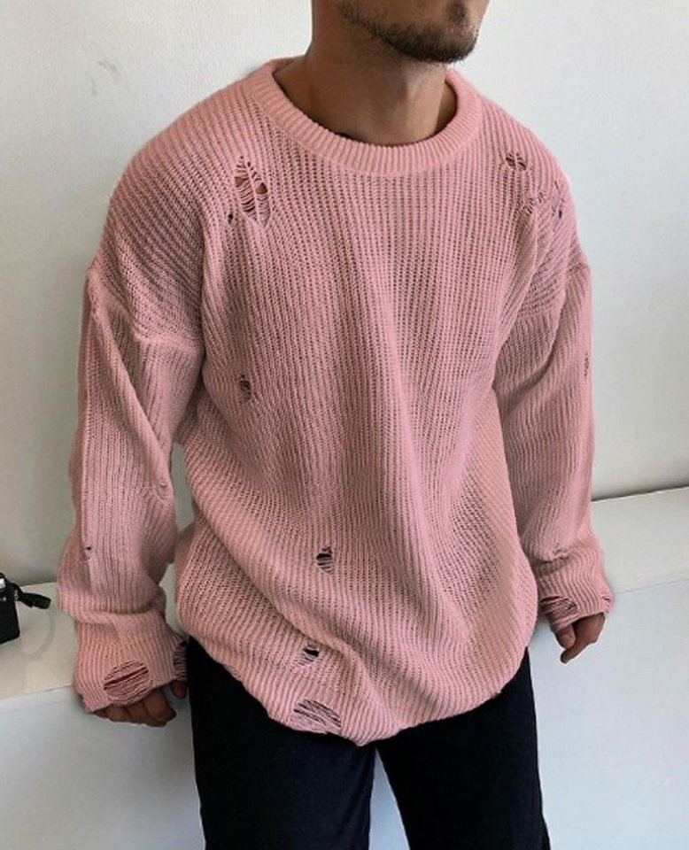 OSSY HOMER Strickpullover Männer Knit mit Riss Drop Shoulder Pullover Oversize OSSY HOMER Strickpullover Männer Knit mit Riss Drop Shoulder Pullover Oversize von OSSY HOMER