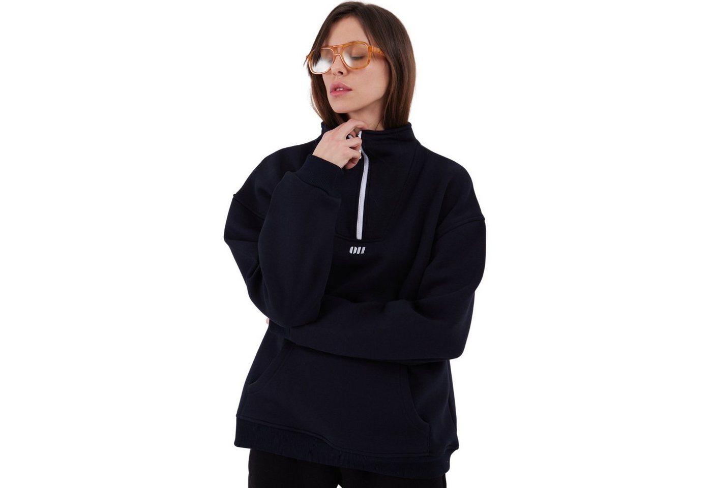 COFI Casuals Sweater Zipper Damen Sweater Cotton Sweatshirt halbem Reißverschluss von COFI Casuals