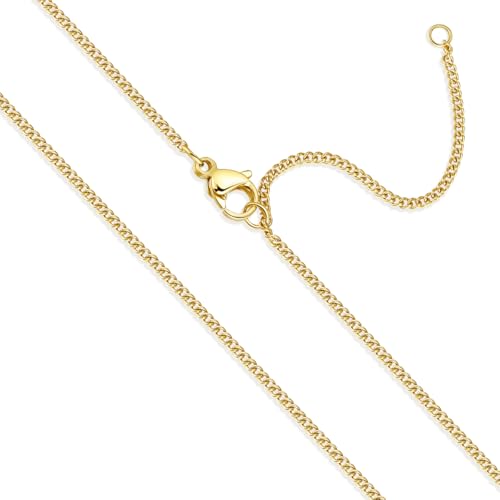 Goldkette Damen Ohne Anhänger goldene kette damen Breite 1,5mm Silberkette 585 Vergoldet halskette damen gold 40cm 45cm dünne Feine Glod Panzerkette kette Lang Wasserfest Halskette Mädchen (40+5) von OSTAN
