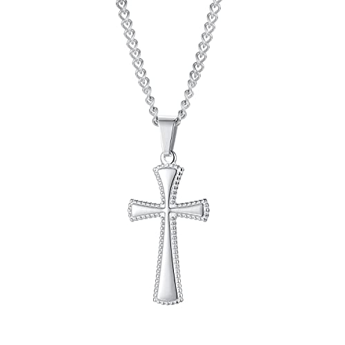 OSTAN Kreuz Kette Herren Damen Kette mit Kreuz Silber Gold Farbe Halskette Anhänger Kreuz (Silber) von OSTAN