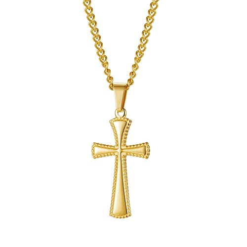 OSTAN Kreuz Kette Herren Damen Kette mit Kreuz Silber Gold Farbe Halskette Anhänger Kreuz (Gold) von OSTAN