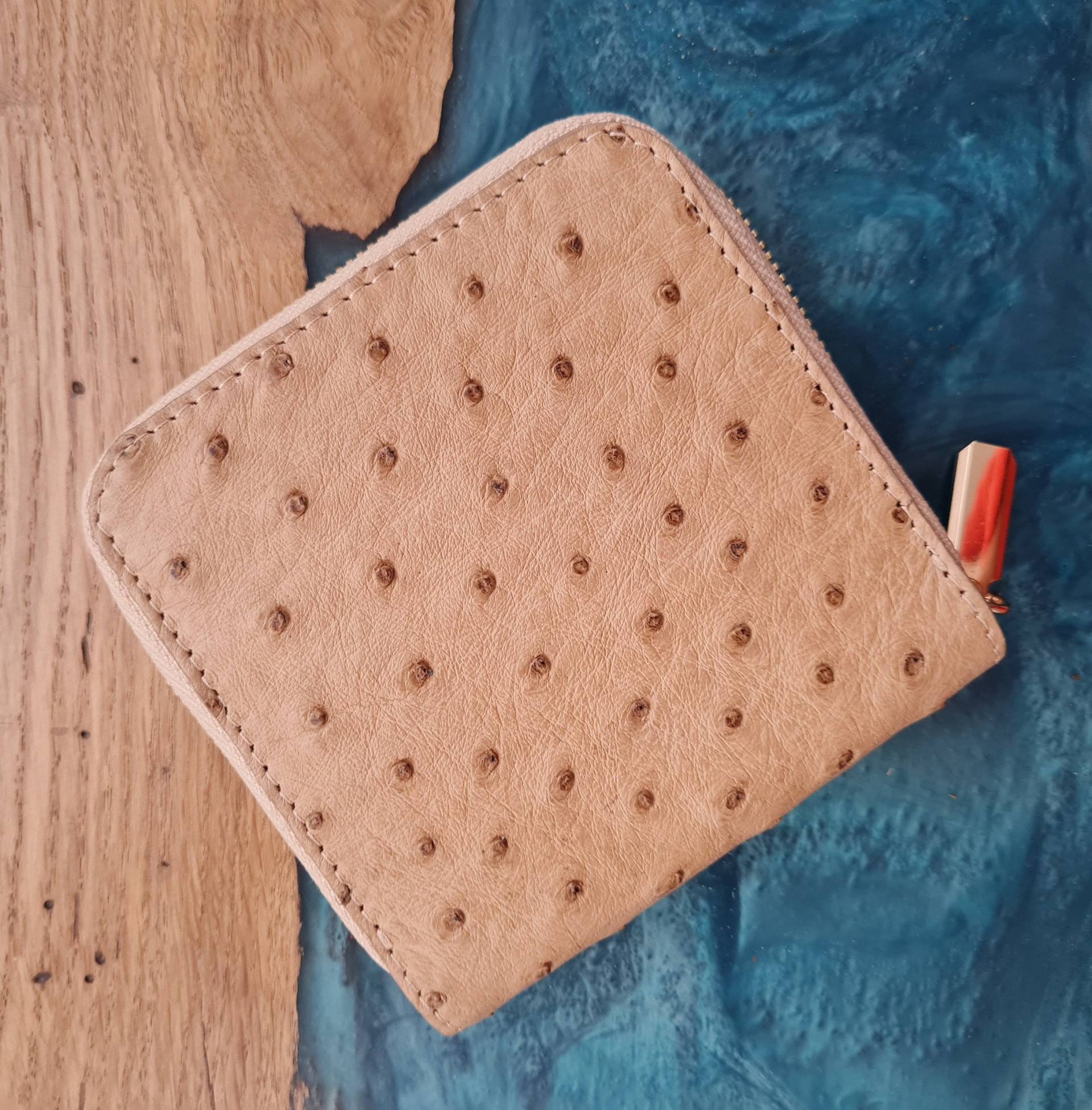 Echt Straußenleder Reißverschluss Geldbörse Damen Handgemachte Clutch Handmade Luxus Accessoires Portemonnaie von OSTRICHLEATHERBAGS