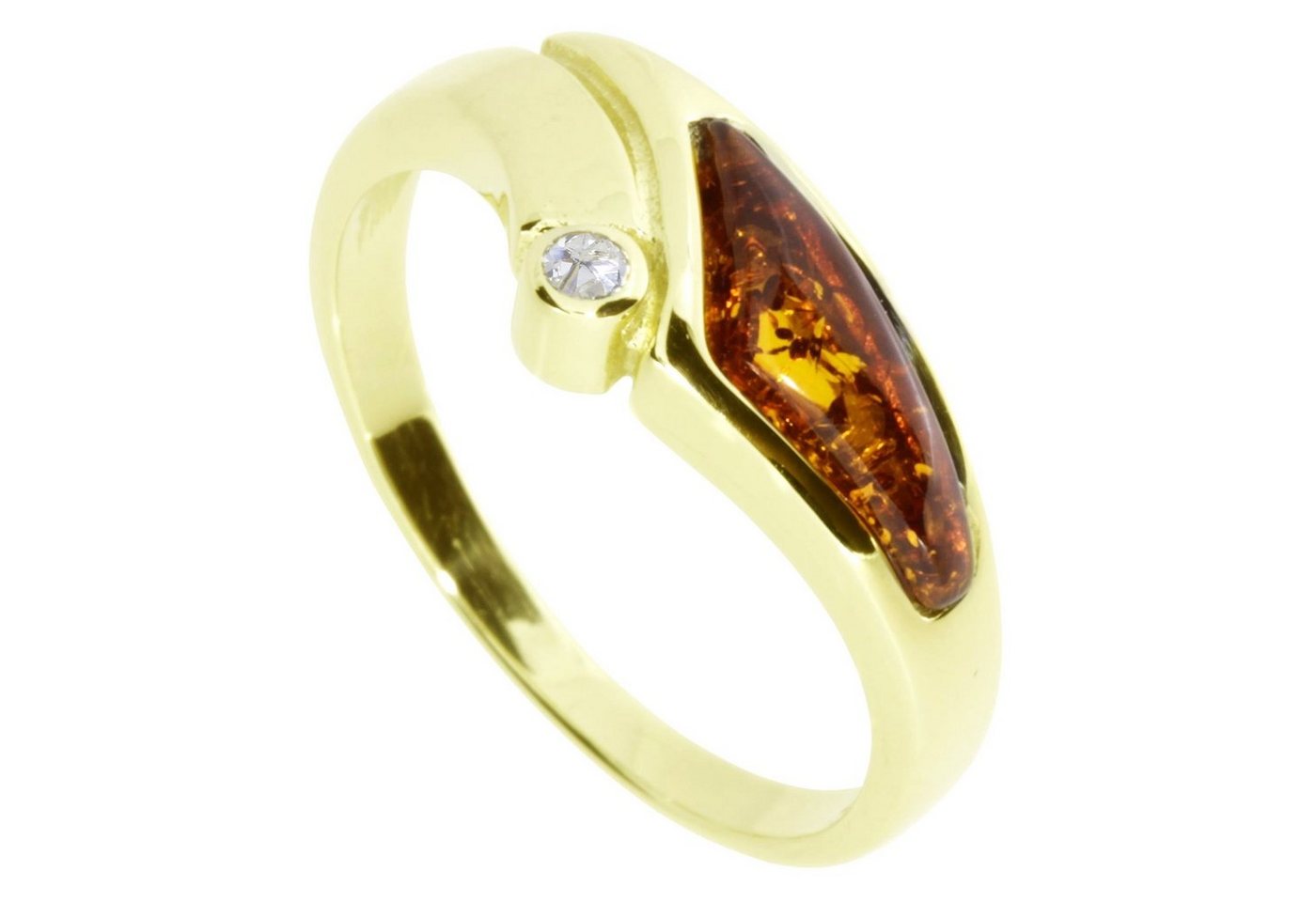 OSTSEE-SCHMUCK Goldring - Agneta - Gold 585/000 - Bernstein/Brillant (1-tlg) von OSTSEE-SCHMUCK