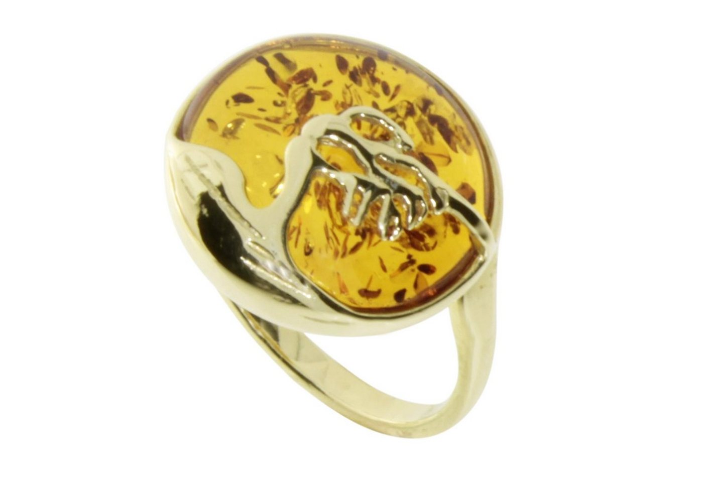 OSTSEE-SCHMUCK Goldring - Windflüchter 15 mm - Gold 333/000 - Bernstein (1-tlg) von OSTSEE-SCHMUCK