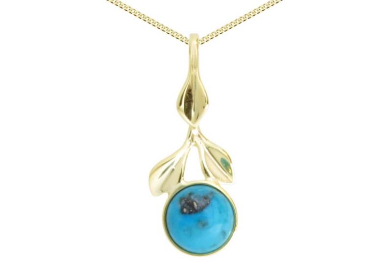 OSTSEE-SCHMUCK Kette mit Anhänger - Blüte - Gold 333/000 - Türkis (2-tlg) von OSTSEE-SCHMUCK