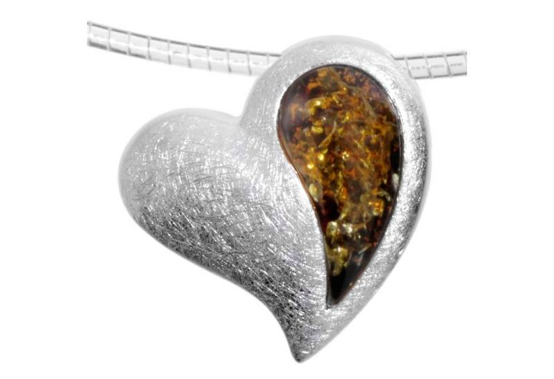 OSTSEE-SCHMUCK Kette mit Anhänger - Gleiter-Herz 20 mm - Silber 925/000 - Bernstein (2-tlg) von OSTSEE-SCHMUCK