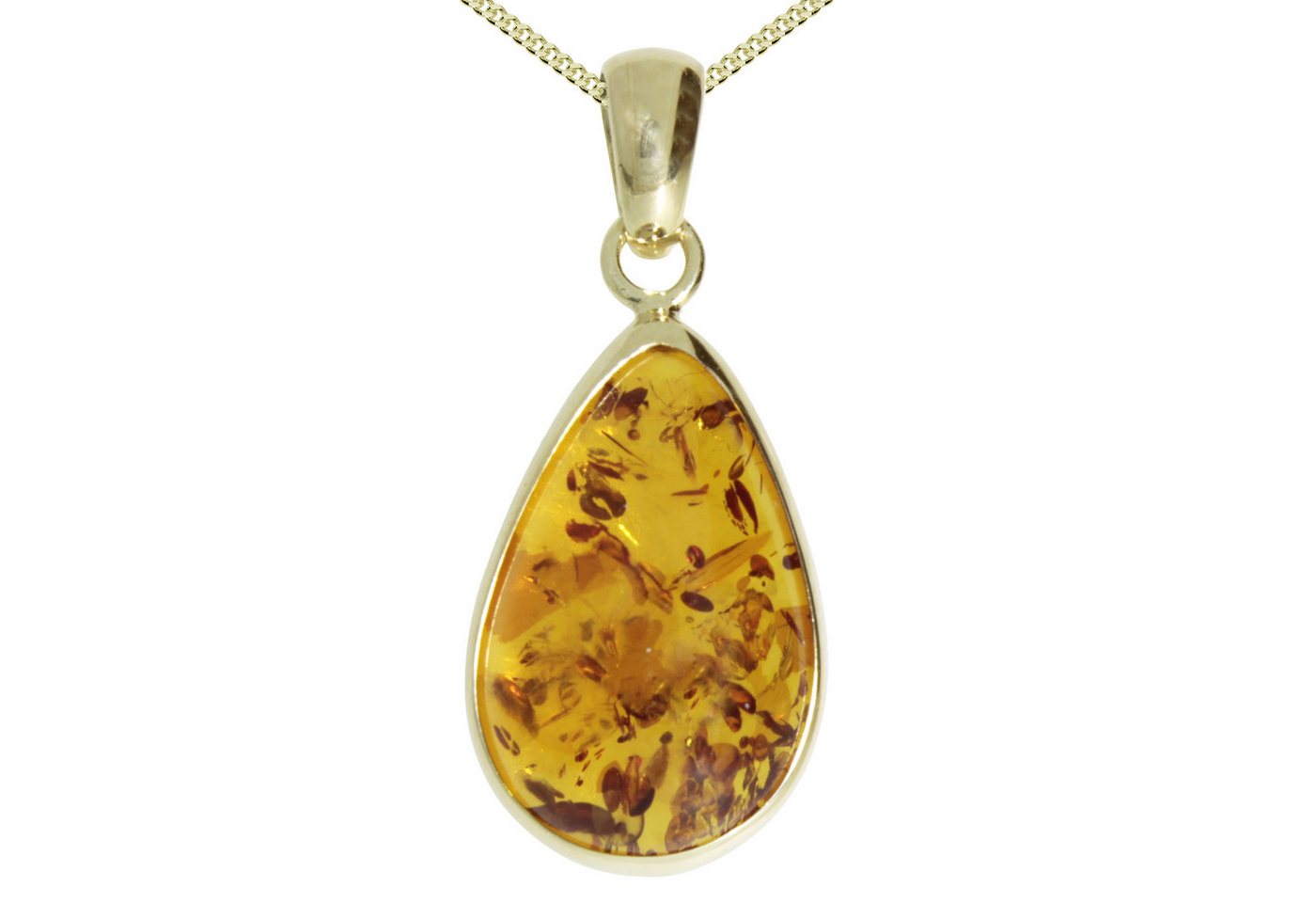 OSTSEE-SCHMUCK Kette mit Anhänger Ostsee-Schmuck Kette mit Anhänger Classic Tropfen 21 x 14 mm (2-tlg) von OSTSEE-SCHMUCK