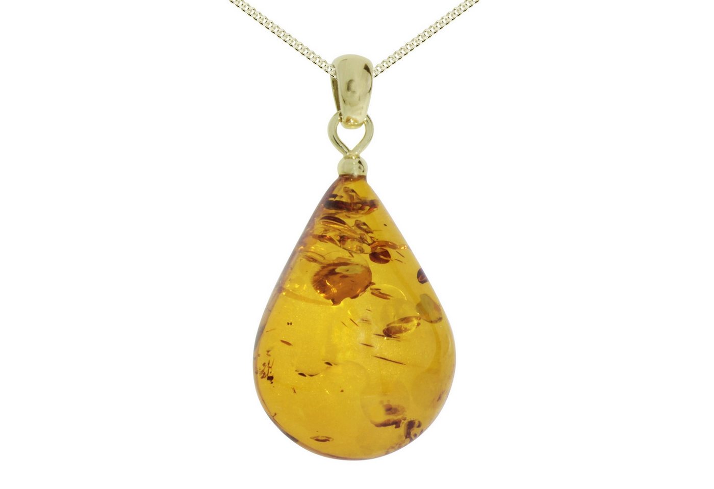 OSTSEE-SCHMUCK Kette mit Anhänger Ostsee-Schmuck Kette mit Anhänger Tropfen ca. 26 mm lang (2-tlg) von OSTSEE-SCHMUCK
