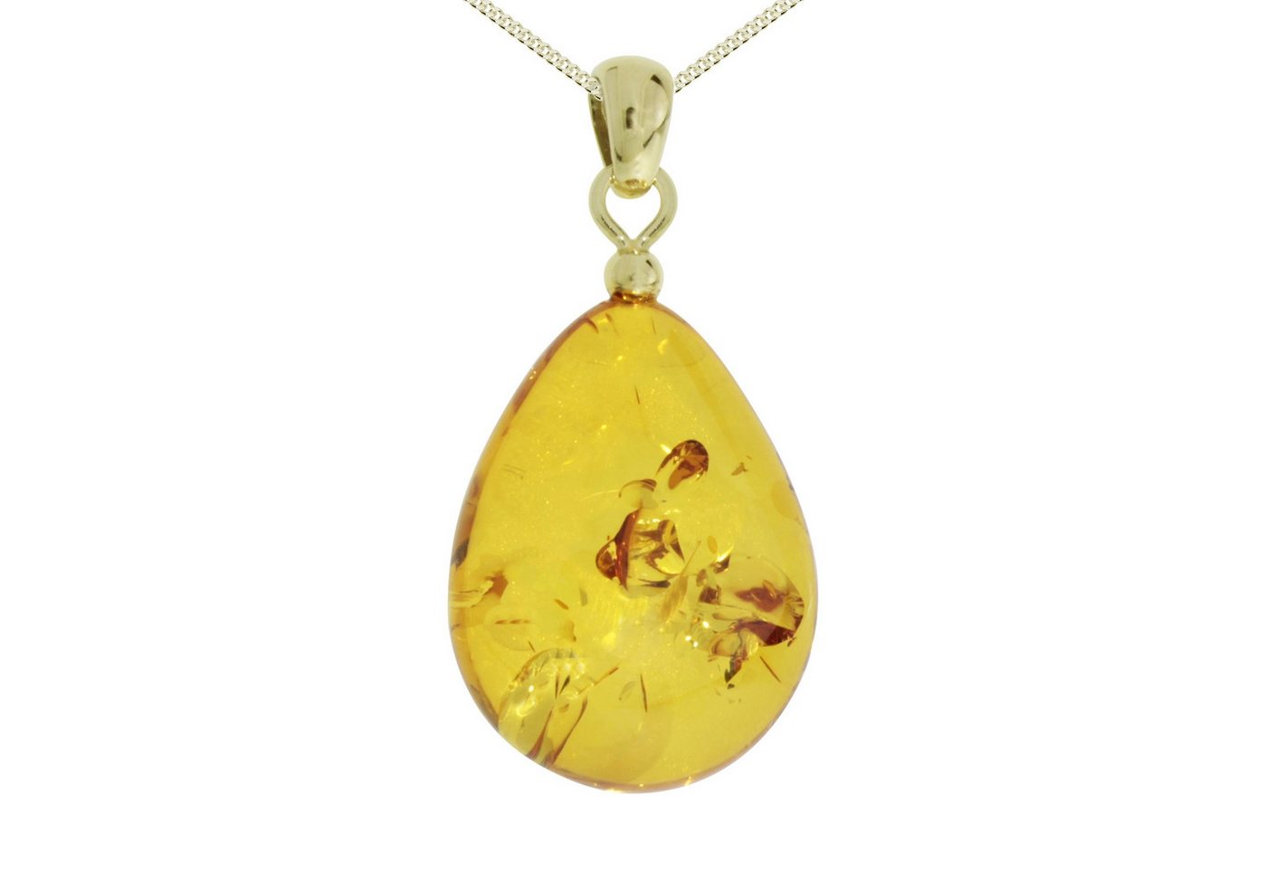 OSTSEE-SCHMUCK Kette mit Anhänger Ostsee-Schmuck Kette mit Anhänger Tropfen flach, ca. 22 mm lang (2-tlg) von OSTSEE-SCHMUCK